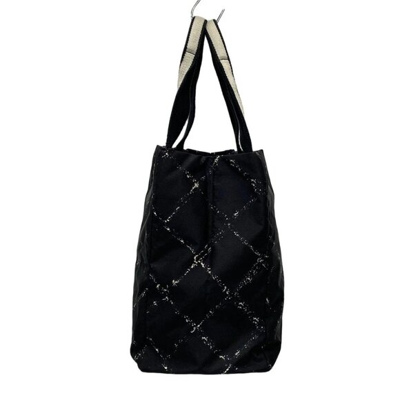 CHANEL Old Travel Line - Black Gray Nylon Cotton Tote Bag 337-042825 - Picture 3 of 10